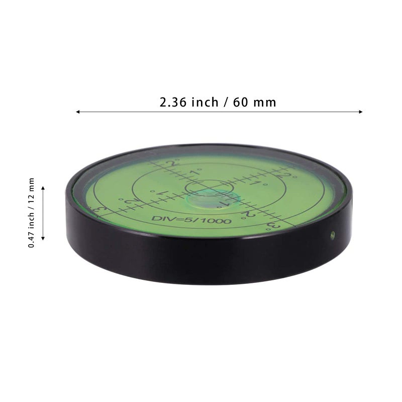 GEONASSUR Aluminium High Precision Horizontal Leveler Bubble Level Tool Circle Round 2.4 Inch 60mm (Black Green) - Image 5
